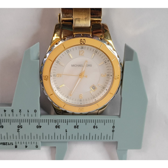 Michael Kors Mens Stainless Steel Gold Toned Mother Of Pearl Watch MK5174 - Picture 14 of 15